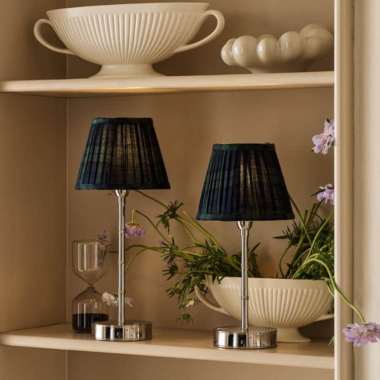 Navy Tartan Empire Lampshade - 16cm