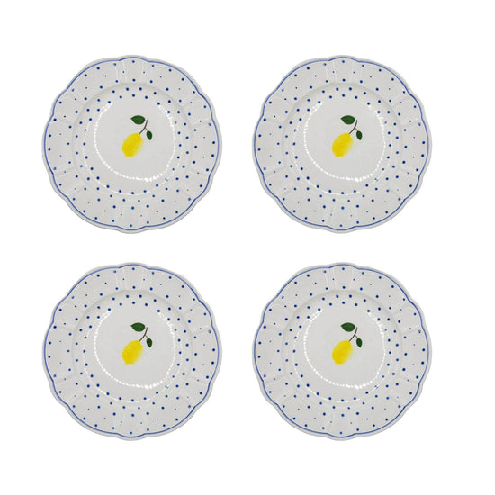 Tutti Frutti Polka Dot Dinner Plate, Lemon, Set Of 4