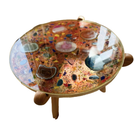Agate Kaleidoscope Glass Table
