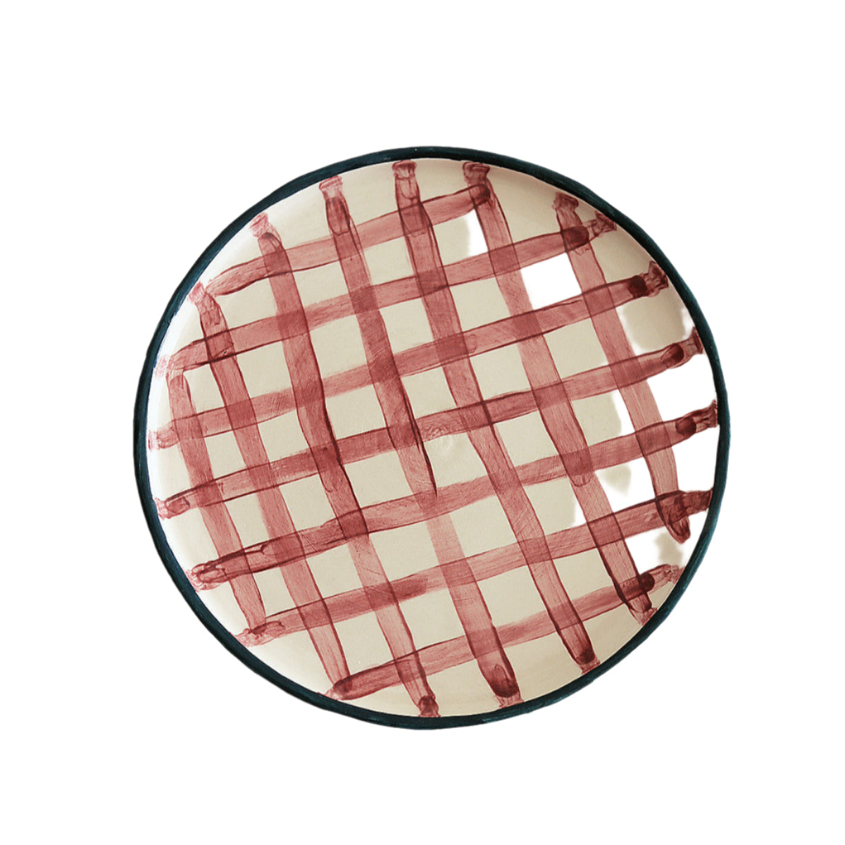 Purple Plaid Handmade Ceramic Dinner Plate