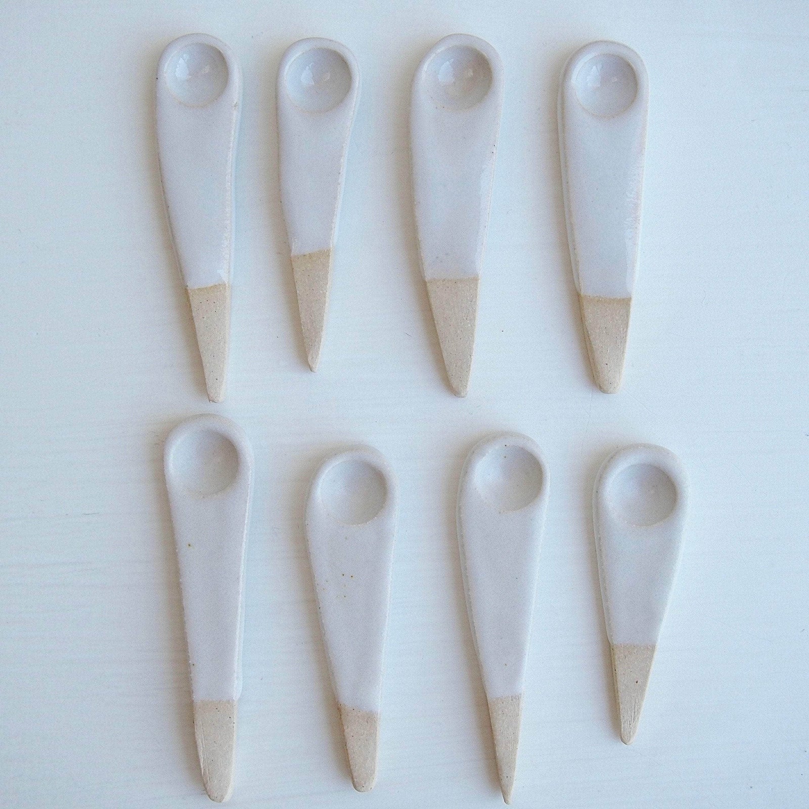 Handmade Mini White Ceramic Salt or Spice Spoon