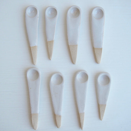 Handmade Mini White Ceramic Salt or Spice Spoon