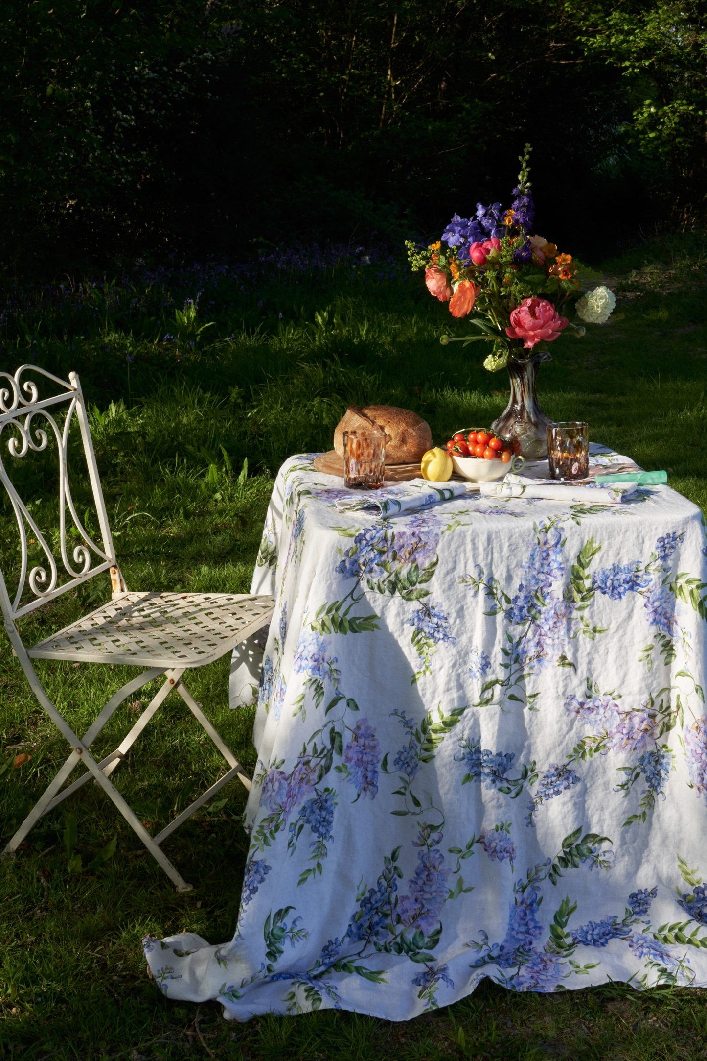 Wisteria Linen Tablecloth