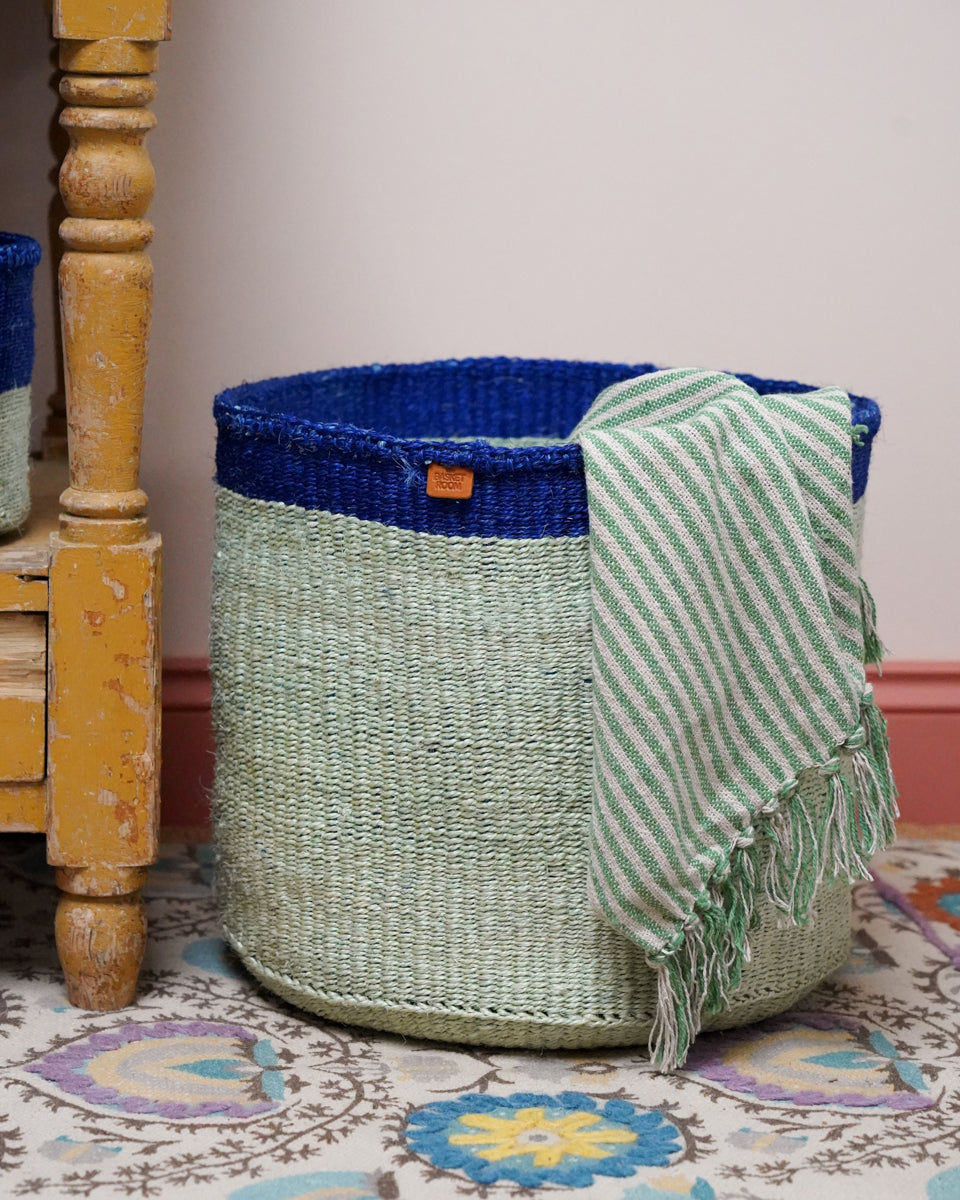 REFU: Sapling Green and True Blue Extra-Large Sisal Basket
