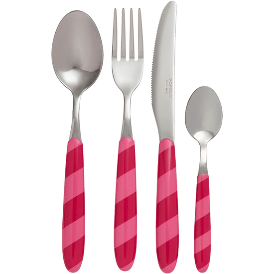 Cutlery Set of 4 Stripes Pink