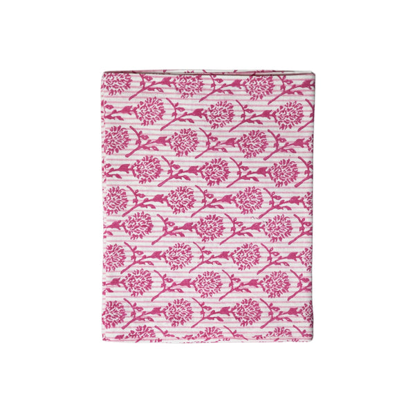 Nikhar Pure Linen Hand-Printed Table Runner - Pink