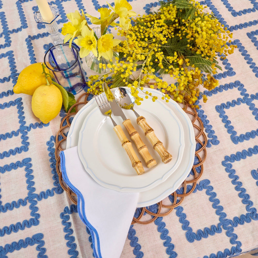 Blue Rickrak Linen Tablecloth