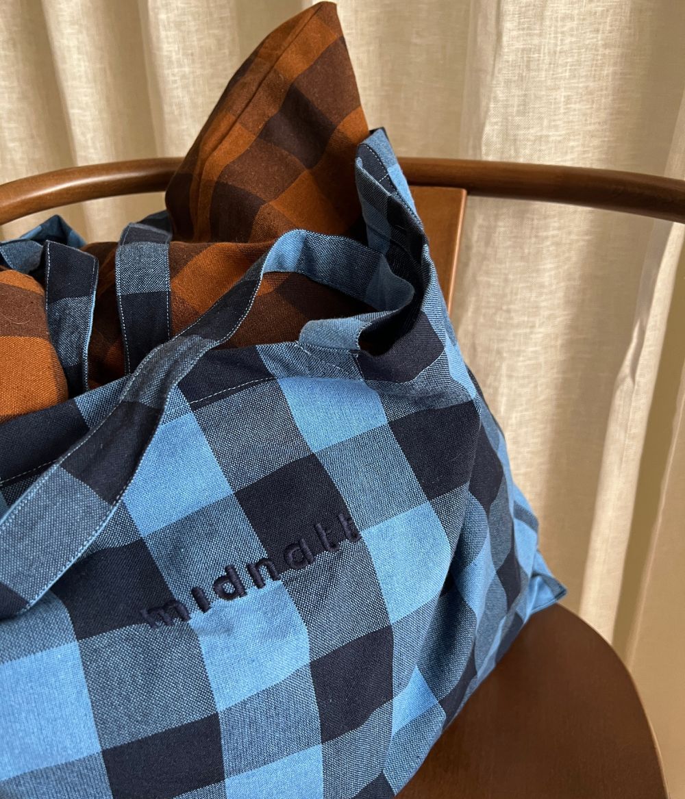 Tote Bag Checked Blue