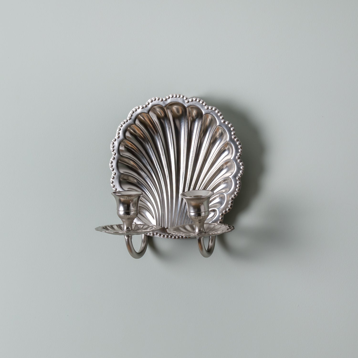 Shell Wall Sconce Double, Polished Chrome