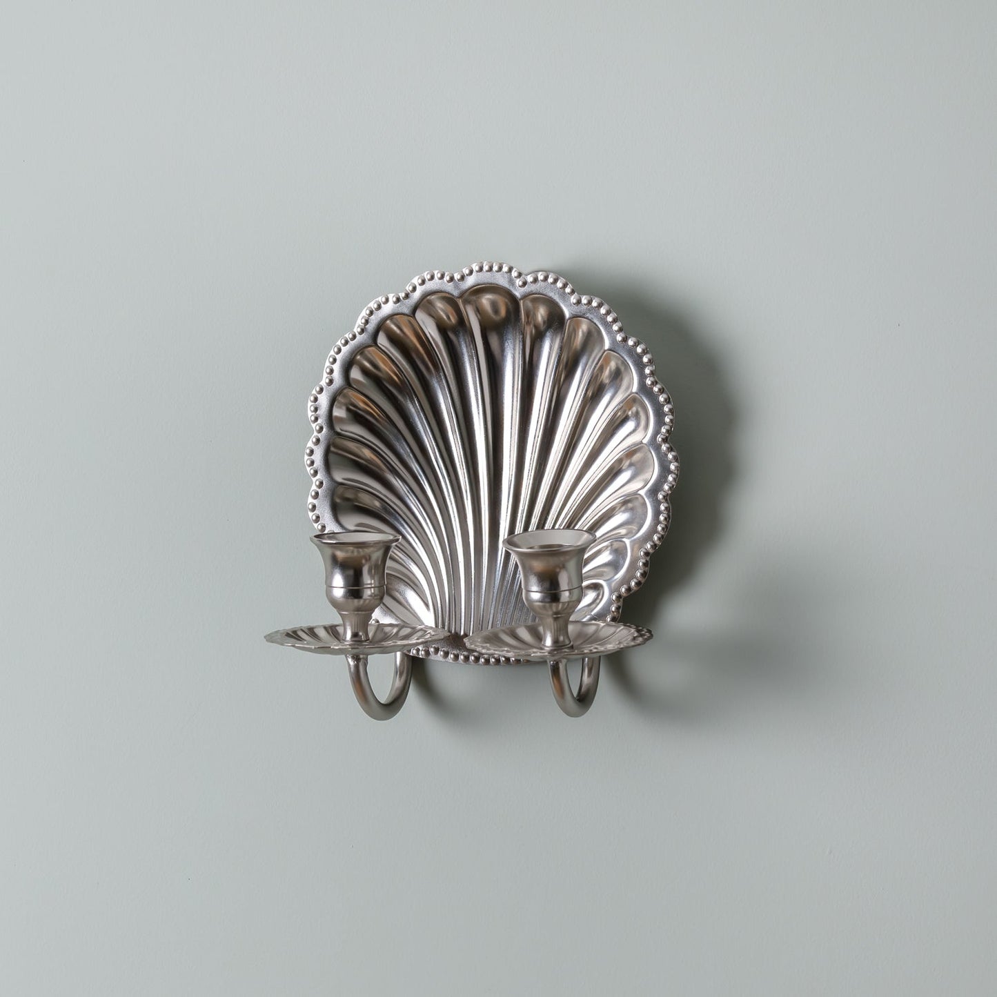 Shell Wall Sconce Double, Polished Chrome