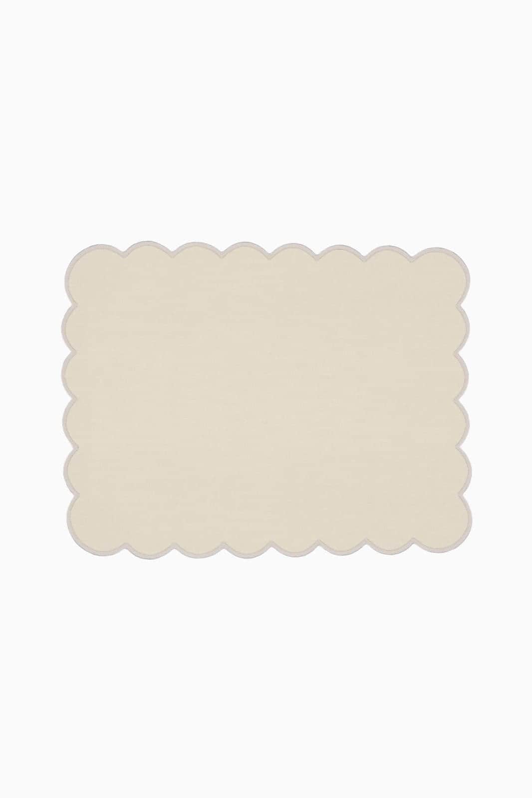 Zero-Waste Scalloped Linen Placemats Vanilla - Set of 2