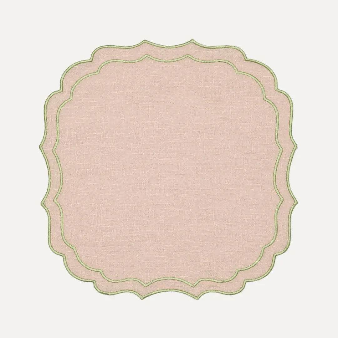 Greta Placemat, Baby Pink with Light Green