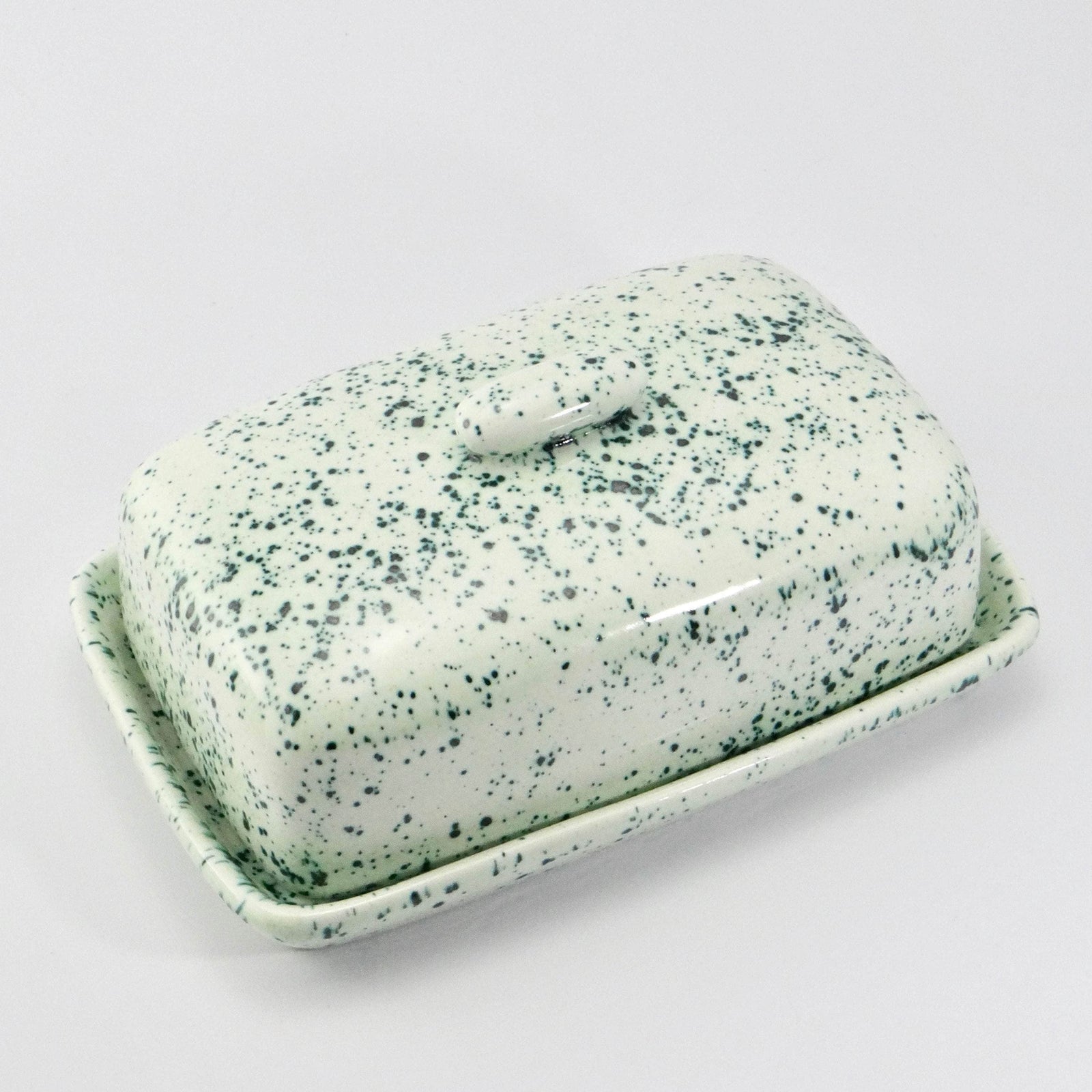 Butter Dish and Sugar Bowl set Speckled Green