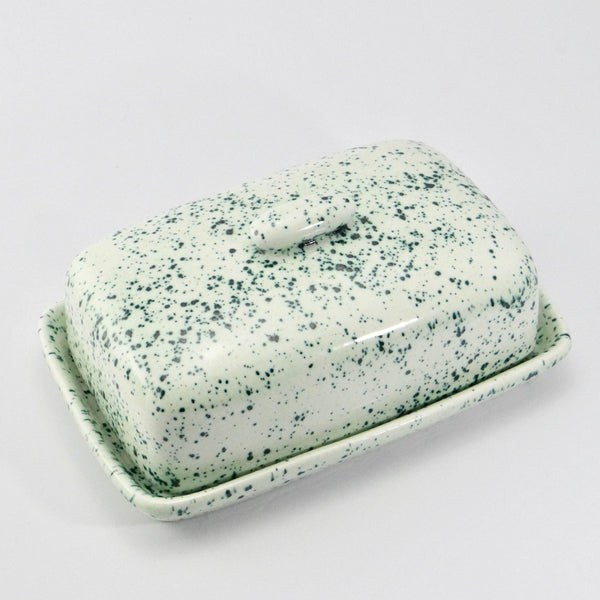 Butter Dish and Sugar Bowl set Speckled Green