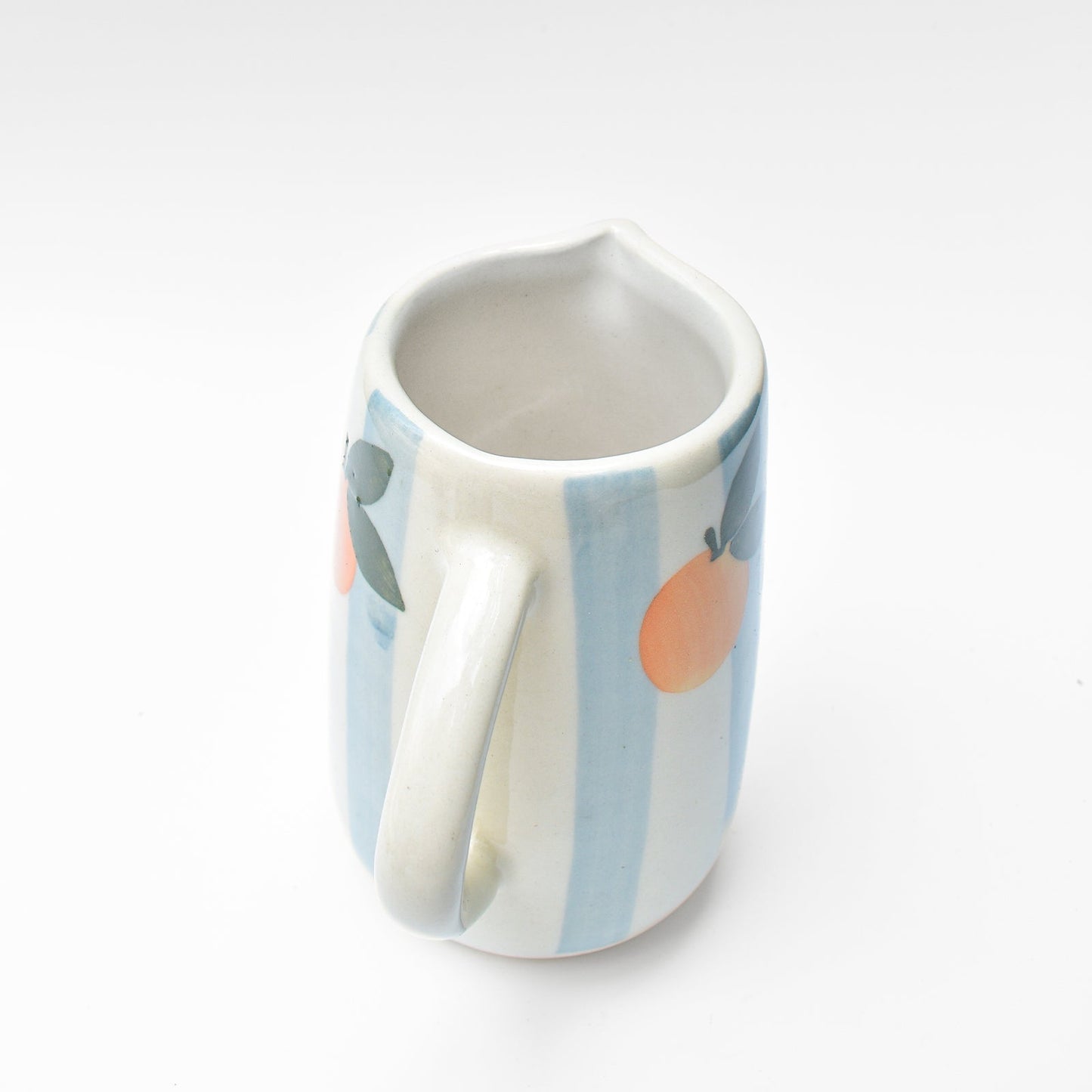 Blue Striped Orange Ceramic Pitcher , 8 x 3.5 Inches (Set of 2)