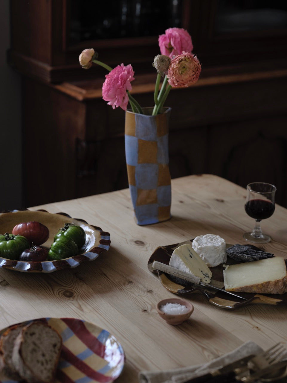 Baby Blue & Chocolate Brown Frill Serving Bowl