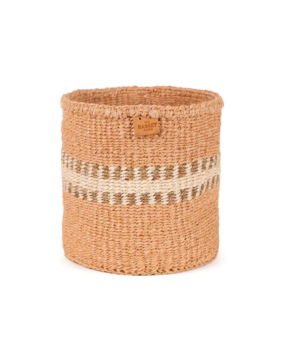 SUKARI: Beige & White Stripe Woven Storage Basket