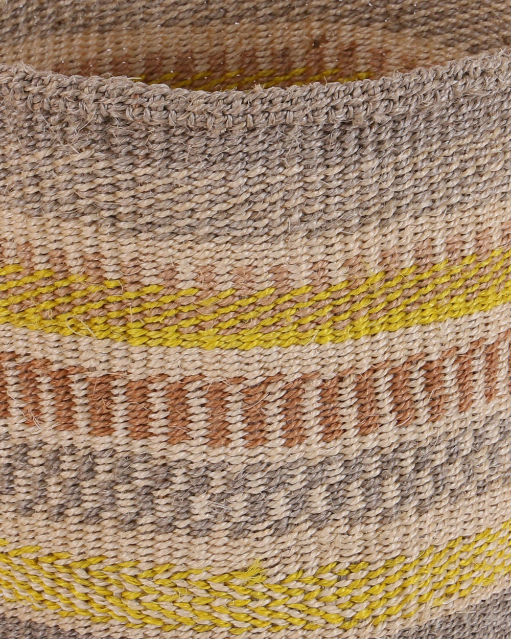 MBILI: Medium Grey, Brown and Yellow Sisal Basket