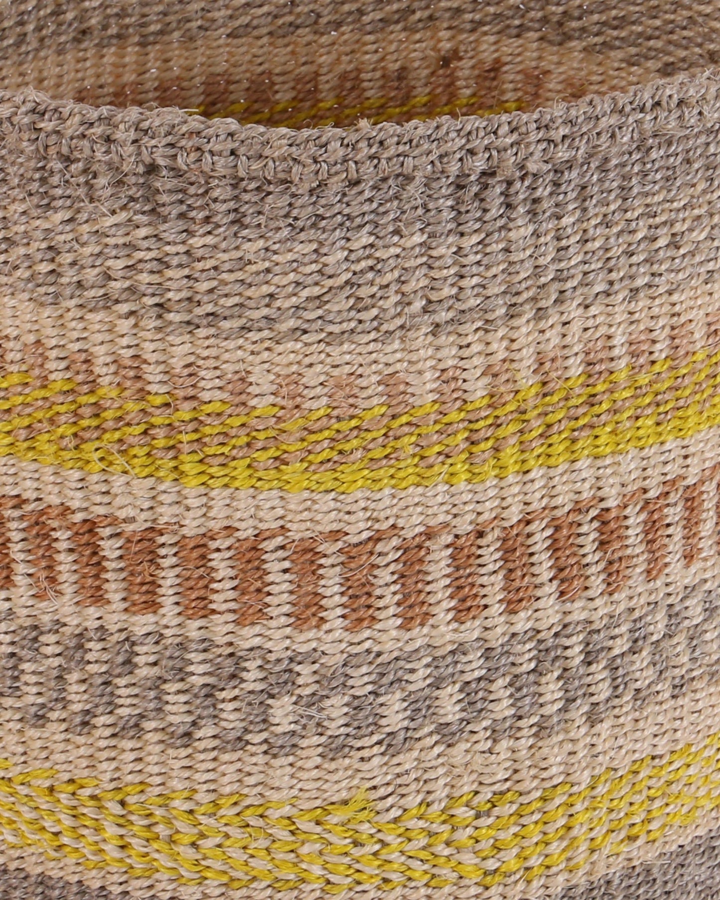 MBILI: Medium Grey, Brown and Yellow Sisal Basket