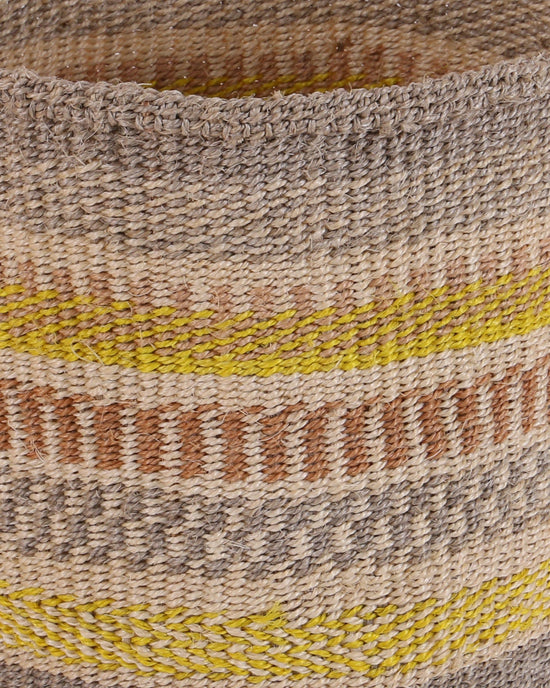 MBILI: Medium Grey, Brown and Yellow Sisal Basket