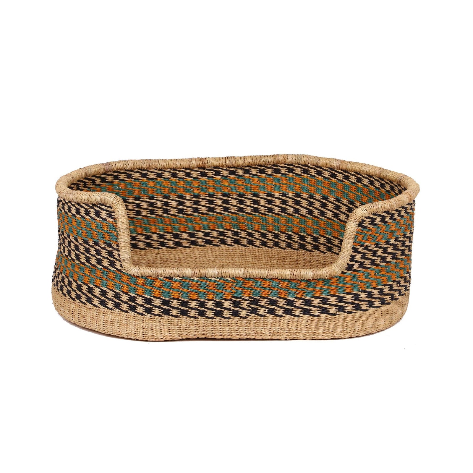 MADONUDENU: Orange, Blue and Black Dog Basket - Medium