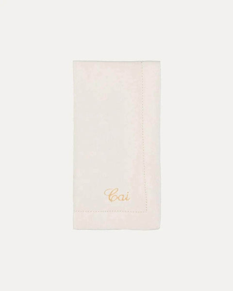Personalised White Hemstitch Linen Napkin