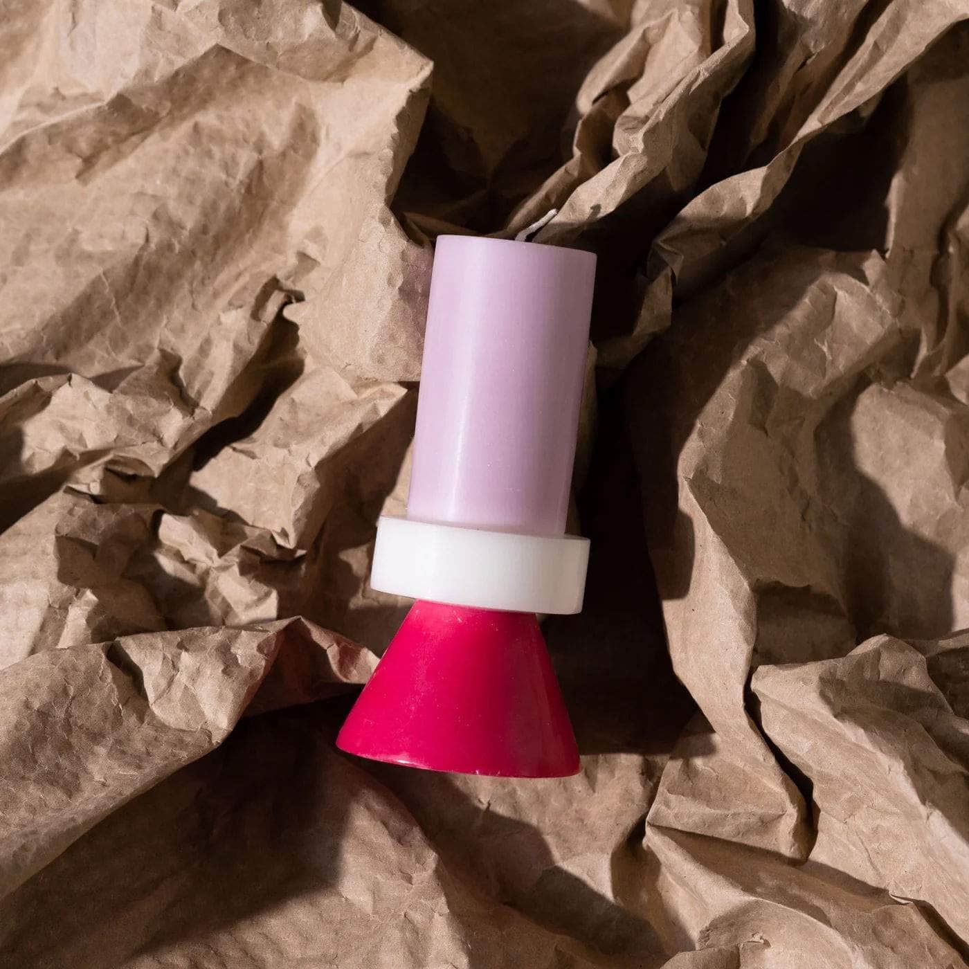 Stack Candle Tall - Violet / White / Geranium