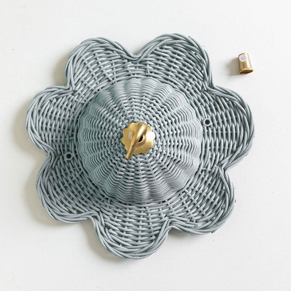 Mandala Rattan Ceiling Rose, Light Blue