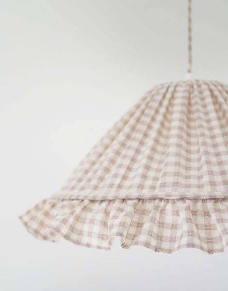 Conical Pendant Light With Ruffle Emilia “Petits Carreaux Beige”