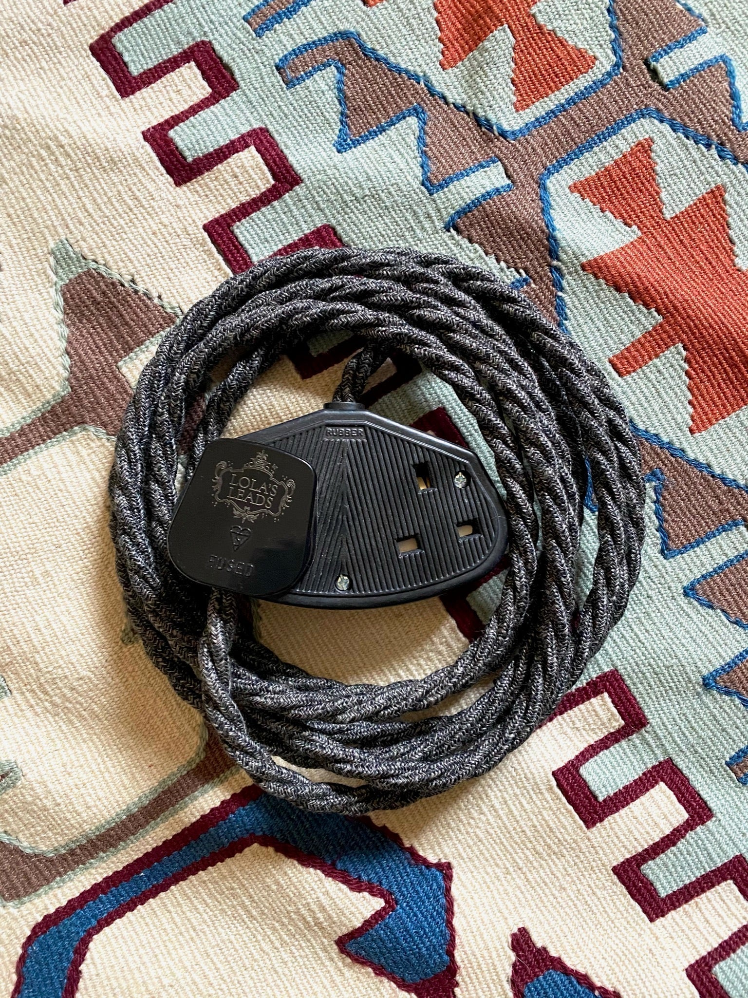 Anthracite Linen - Lola's Leads Fabric Extension Cable