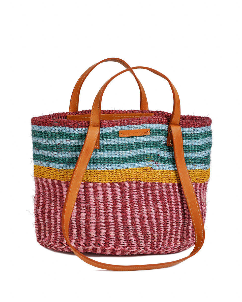 BINAFSI: Sports Luxe Multi-Tone Patterned Sisal Shopper
