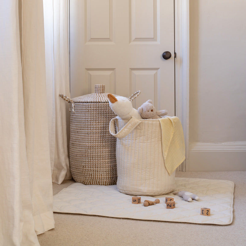 Large Quilted Storage Basket - Wild Chamomile / Daisy Meadow