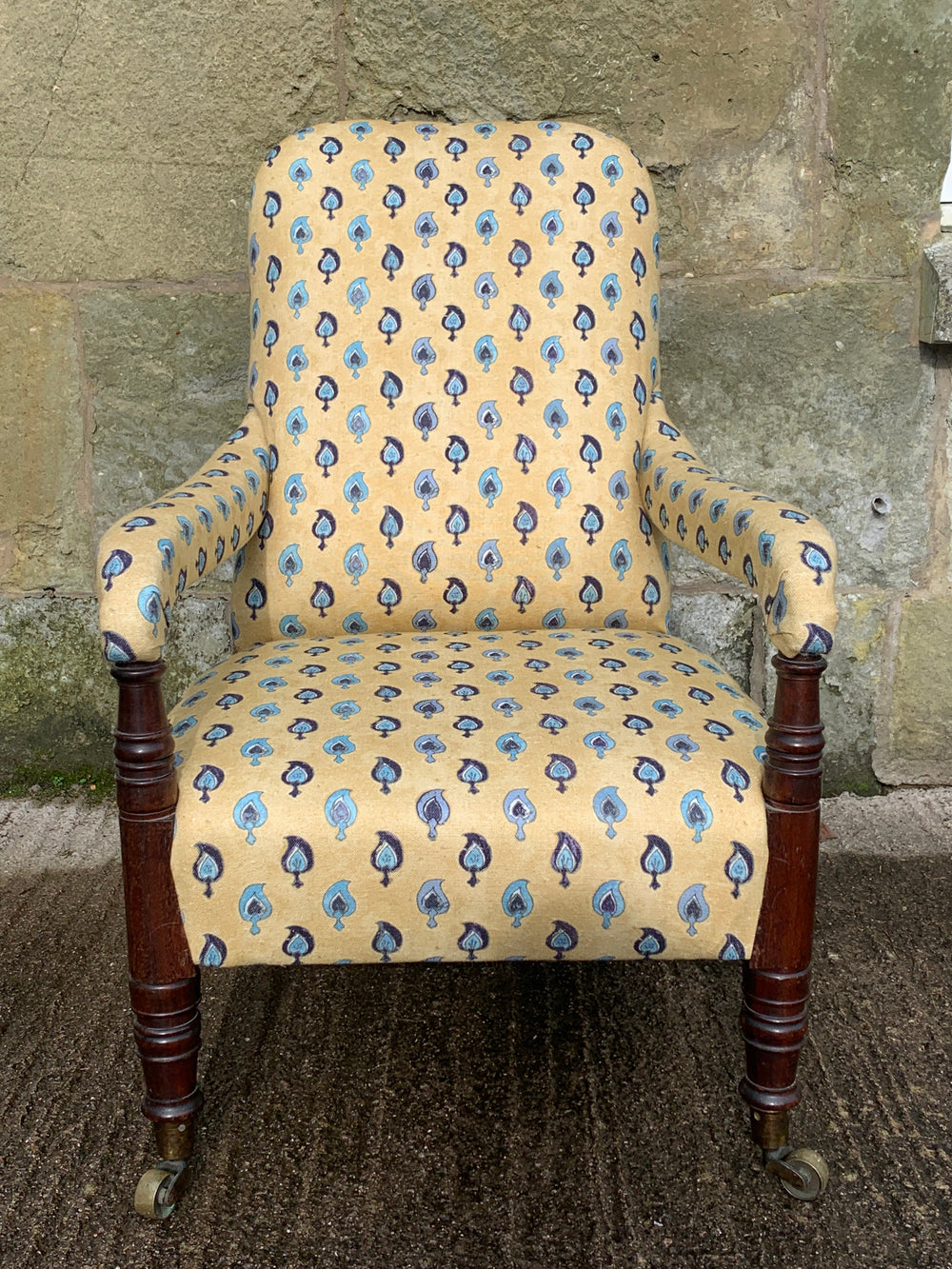 RUBY – Antique Statement Open Arm Armchair in Robert Kime fabric