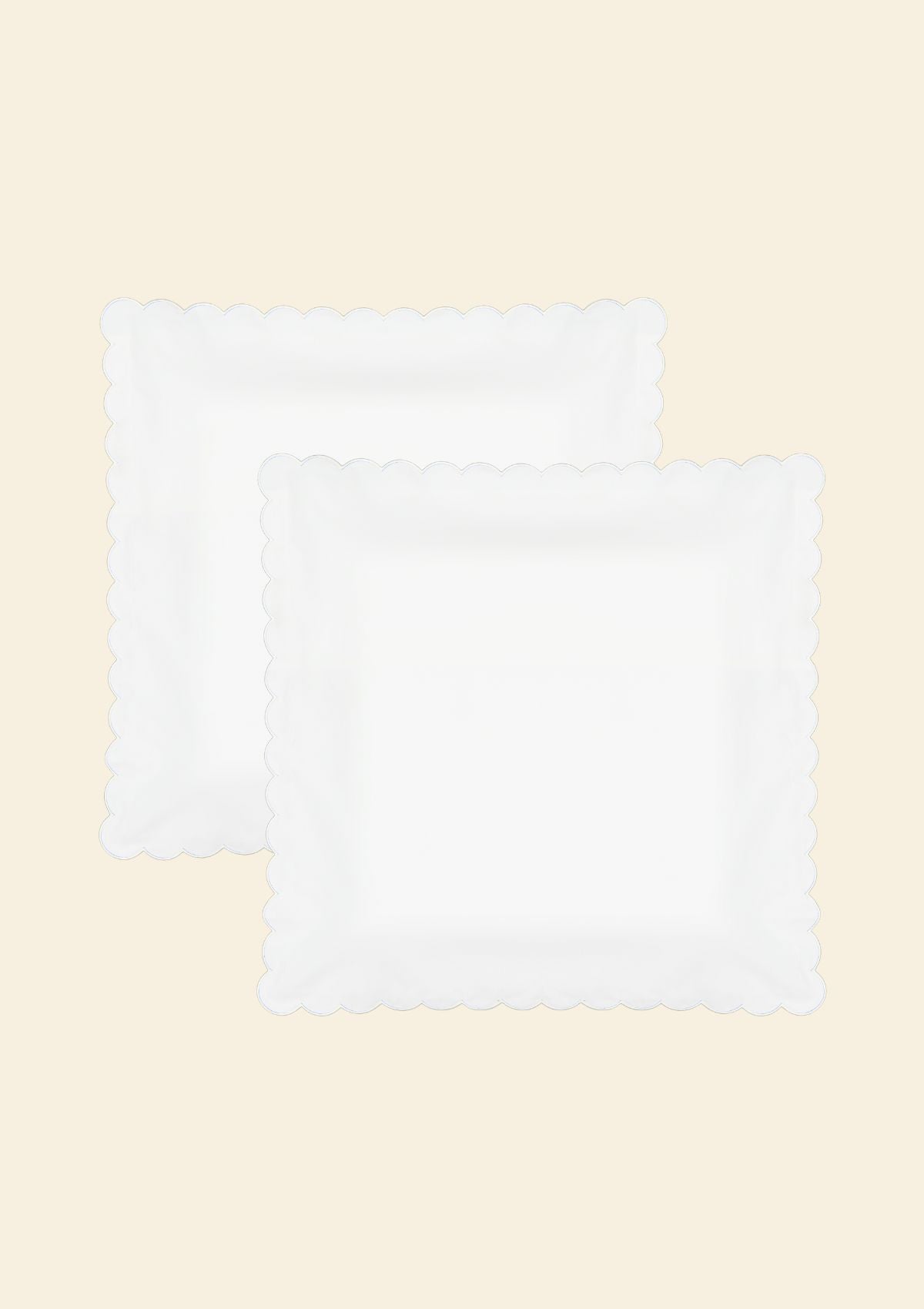 The Scalloped Bedding Set in White Cotton Percale