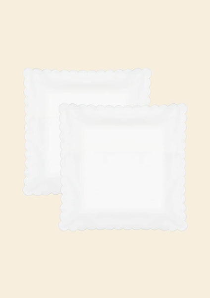 The Scalloped Bedding Set in White Cotton Percale