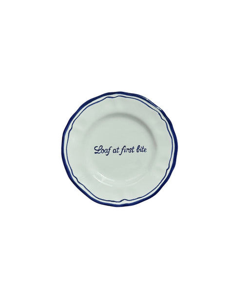 Ceramic Scalloped Blue Quote Bread Plate Set of 4