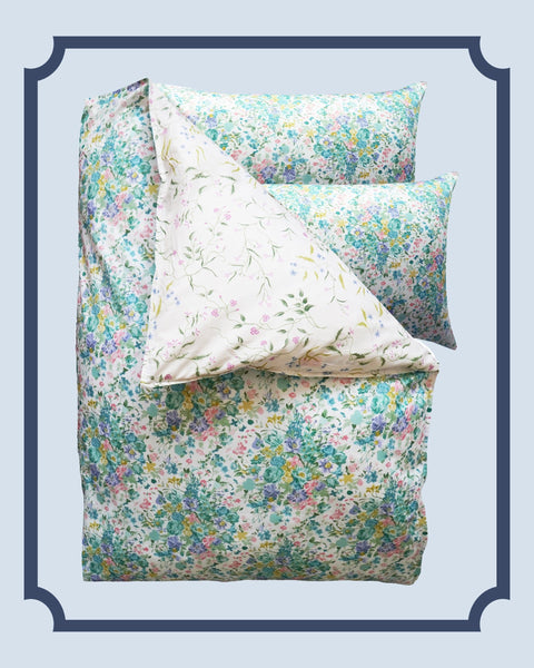 Bridgerton Reversible Duvet Set made with Liberty Fabric BOUQUET PARADE & REGAL BLOSSOM