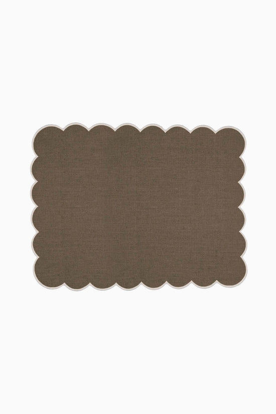 Zero-Waste Scalloped Linen Placemats Mocha - Set of 2