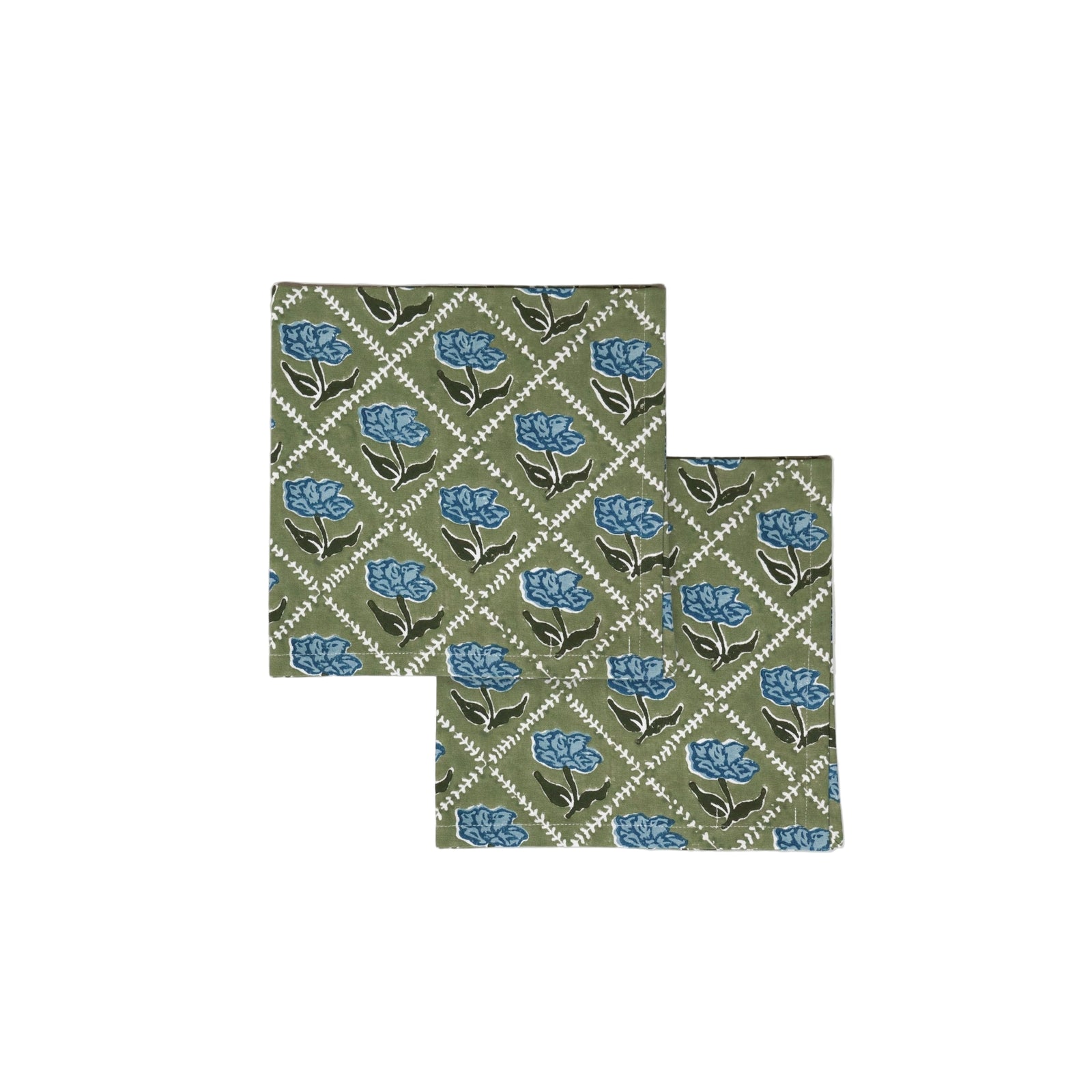 Noor Table Napkin - Olive & Blue Set of 2