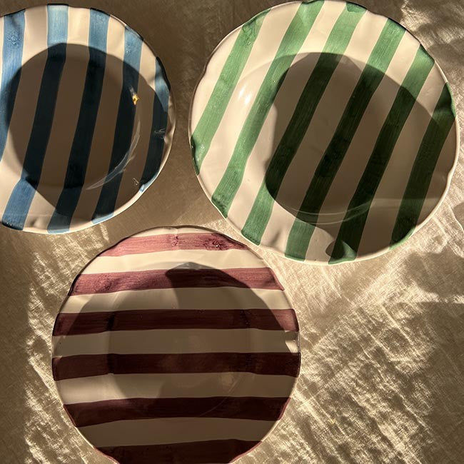 Striped Plate 21 cm Light Green