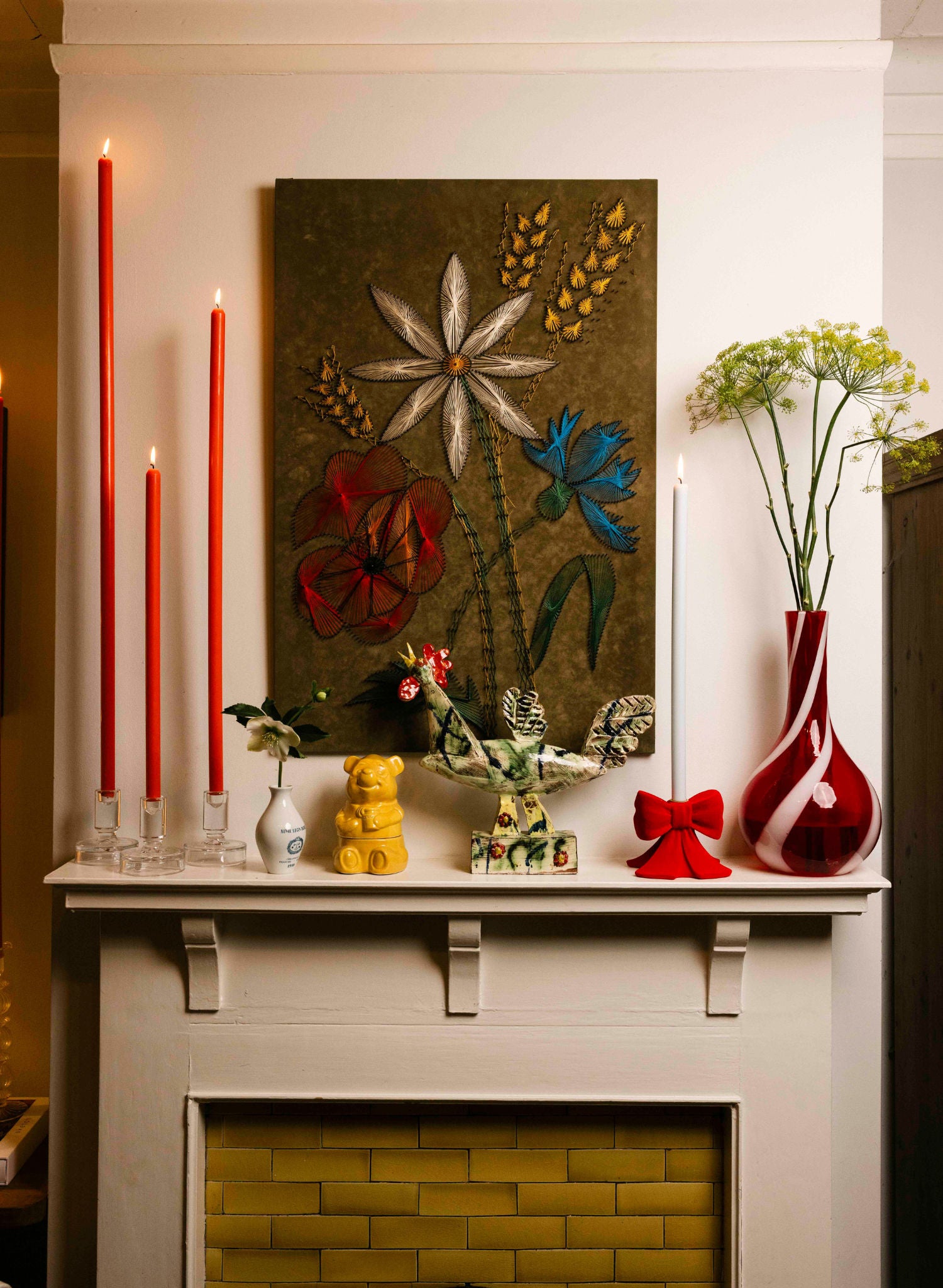 Tomato Tapered METRE Candle Pair