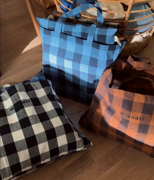 Tote Bag Checked Blue