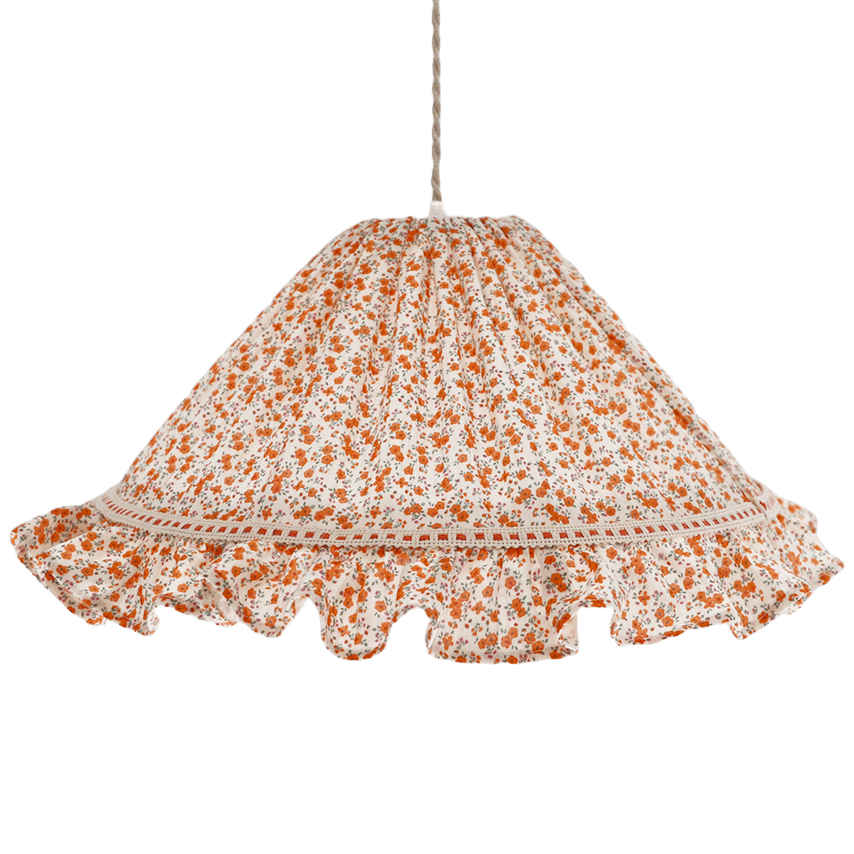 Conical Pendant Light With Ruffle Emilia “Fleurettes”