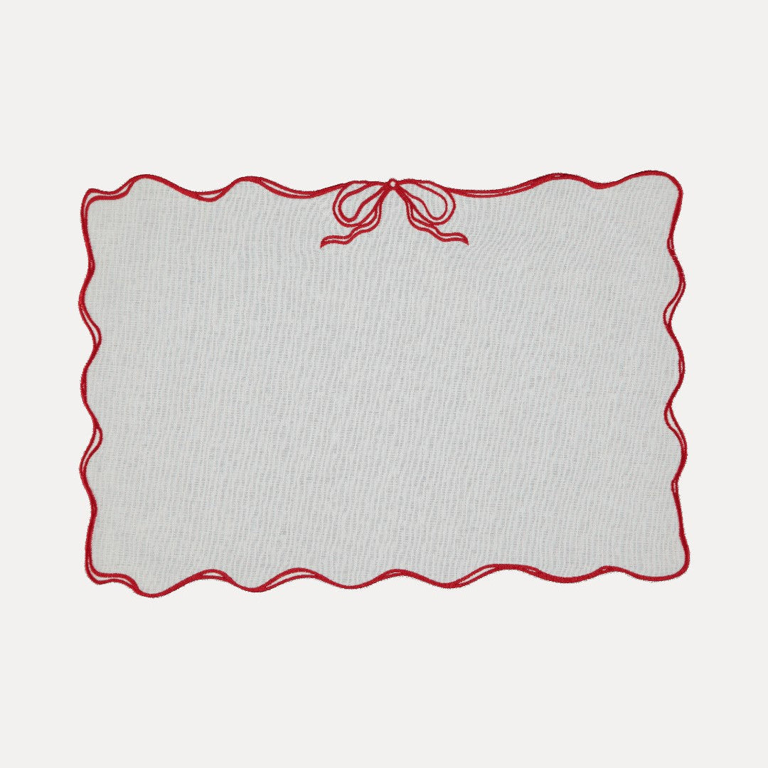 Viena Placemat, White with Red