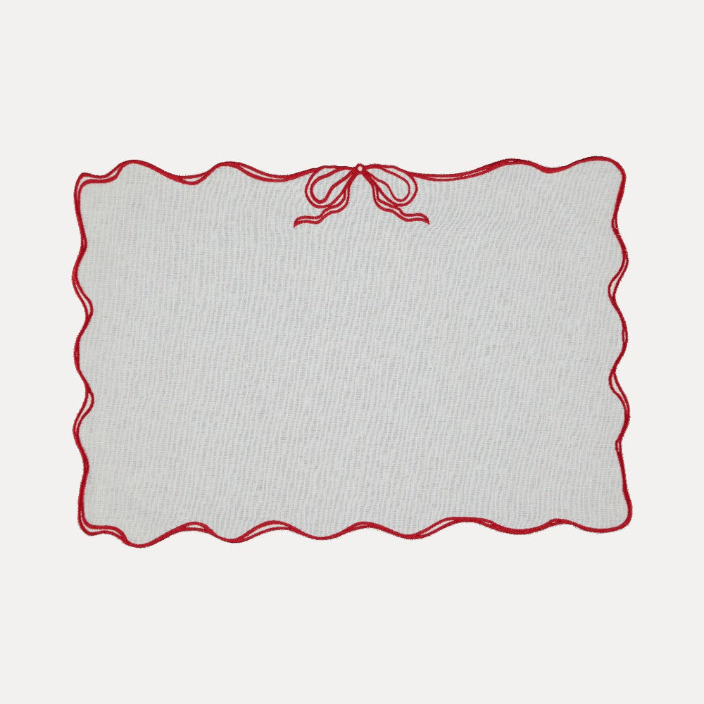 Viena Placemat, White with Red