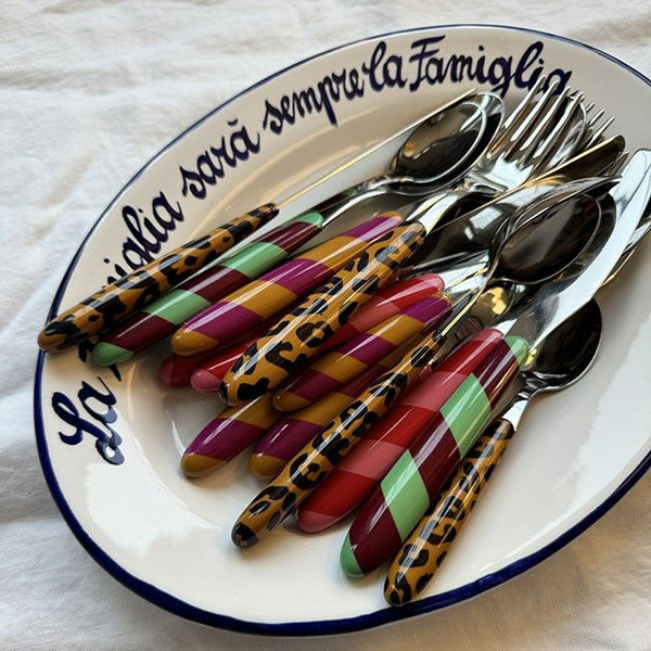 Cutlery Set of 4 Stripes Ochre