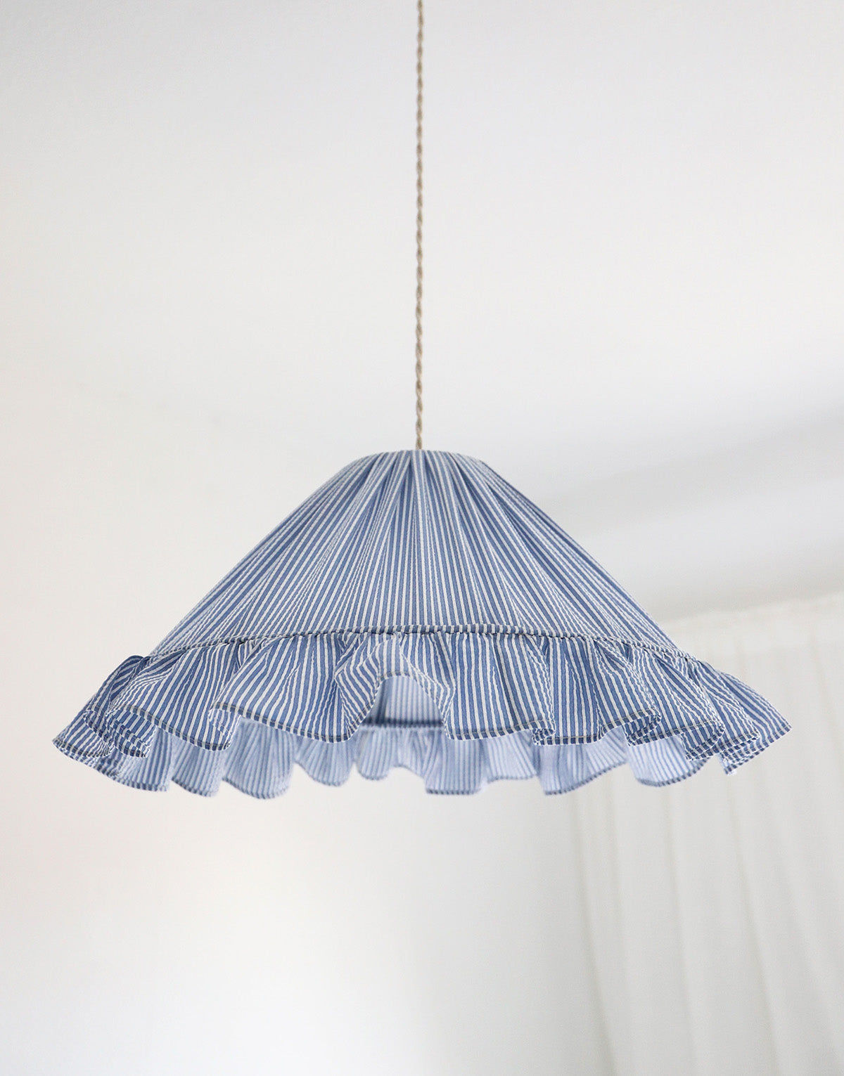 Emilia "Marina" Conical Pendant Light with Fine Stripes and Ruffles