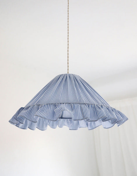 Emilia "Marina" Conical Pendant Light with Fine Stripes and Ruffles