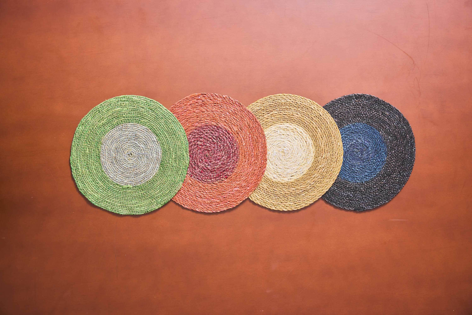 Seagrass Placemats Set of 2 - Black / Blue