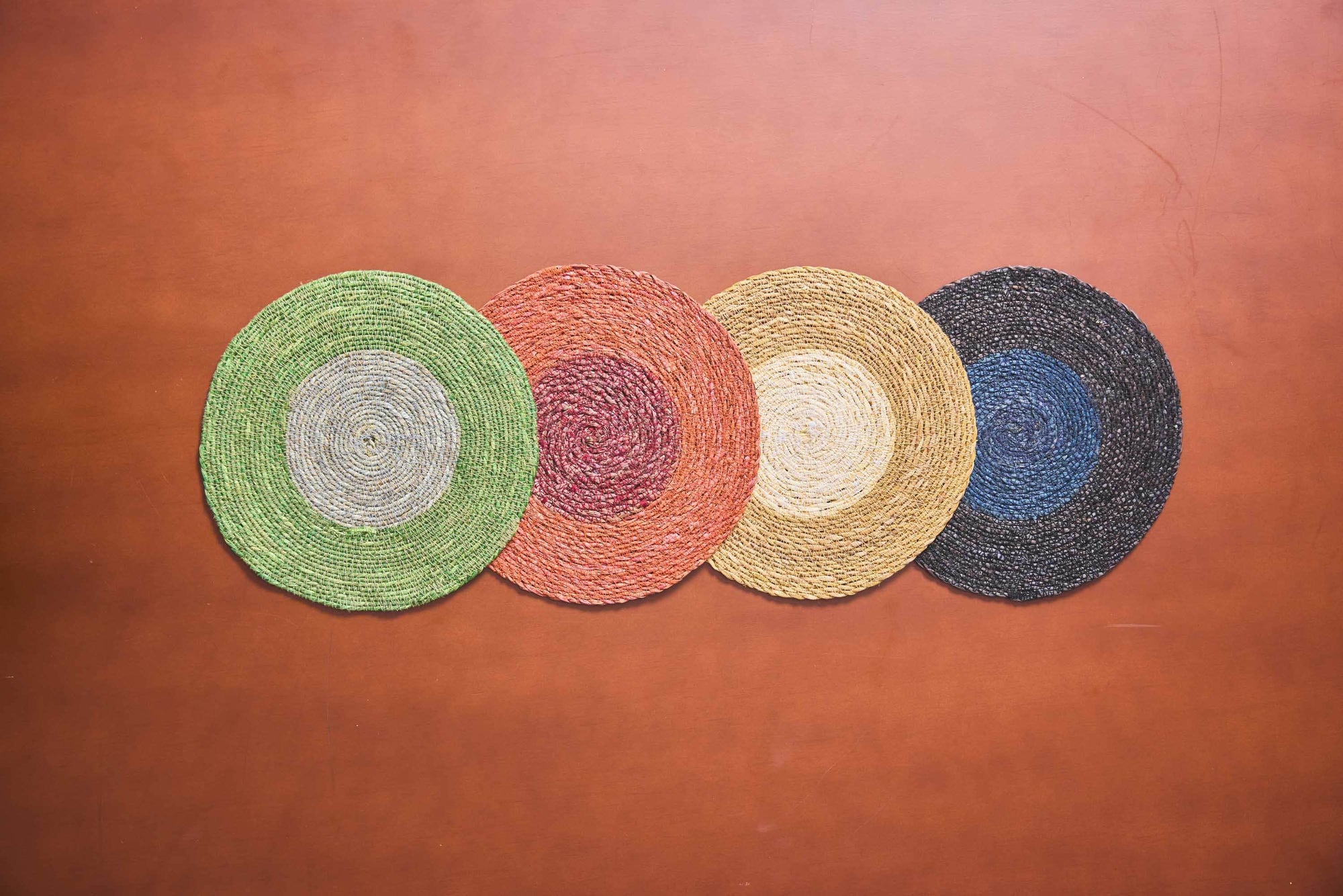 Seagrass Placemats Set of 2 - Black / Blue